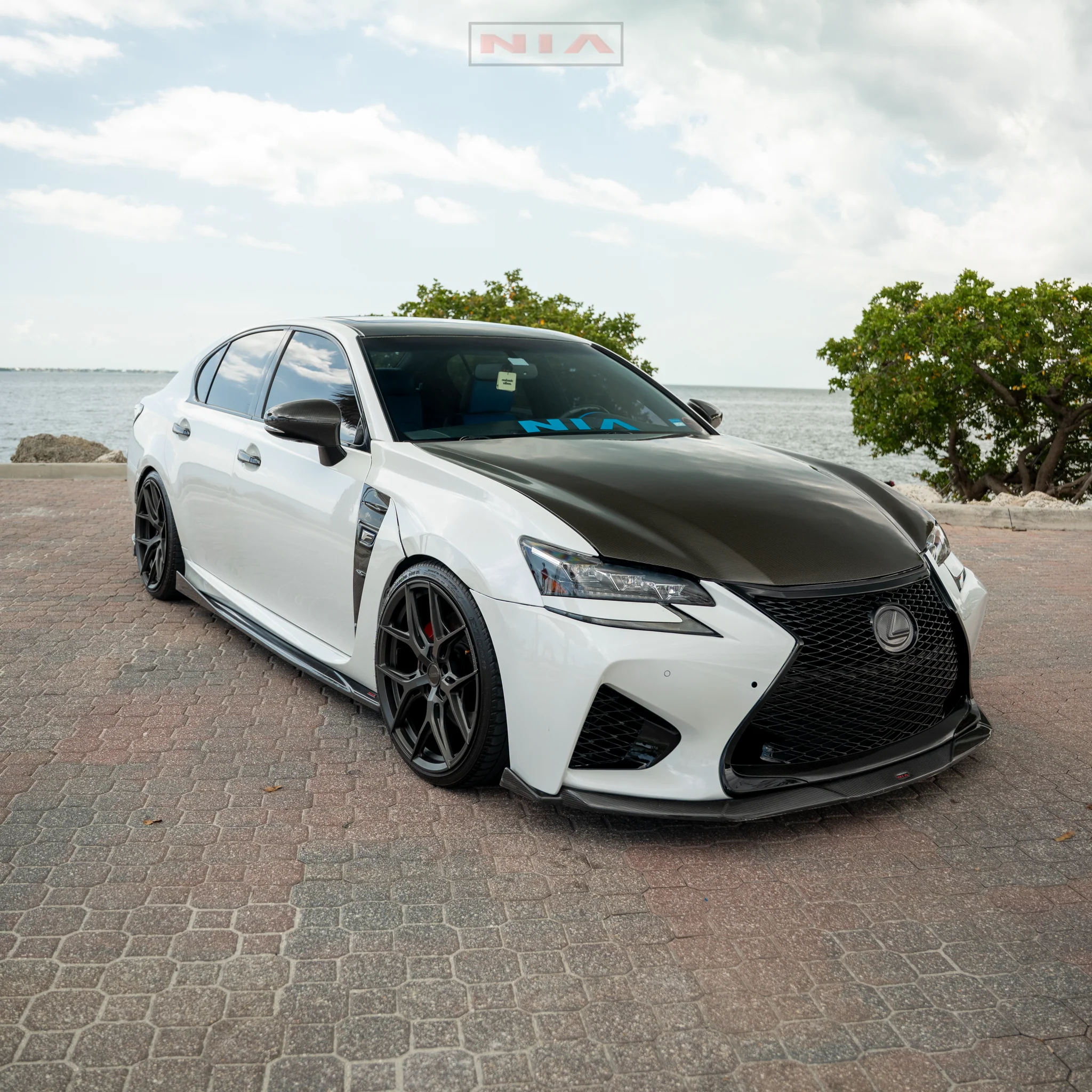 Lexus GS-F NIA Full lip Body Kit 5pcs (Front Splitter, Side Skirt Rockers, Rear apron spats) 2016-2020in ABS or Carbon Fiber - Image 9