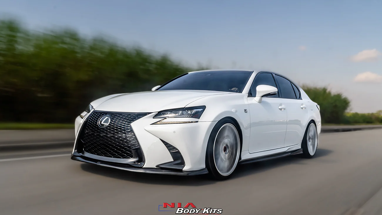 Lexus GS Base Model, F-Sport NIA Full lip Body Kit 5pcs (Front Splitter, Side Skirt Rockers, Rear apron spats) 2016-2020 in ABS - Image 7