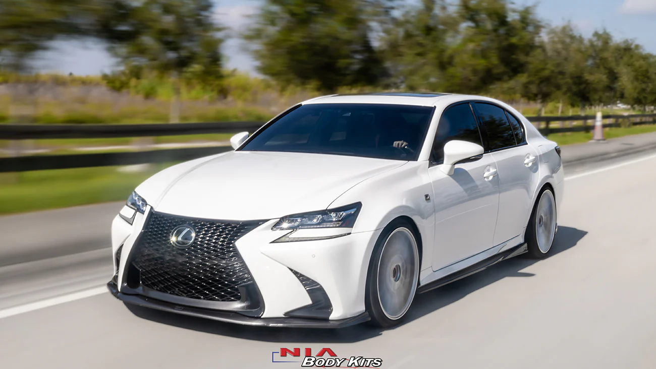 Lexus GS Base Model, F-Sport NIA Full lip Body Kit 5pcs (Front Splitter, Side Skirt Rockers, Rear apron spats) 2016-2020 in ABS - Image 8