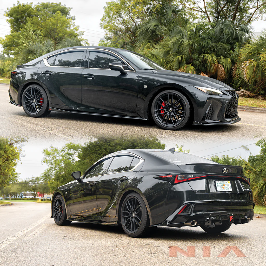 Lexus IS F-Sport NIA Full lip Body Kit 6pcs (Front Splitter, Side Skirt Rockers, Rear apron spats, Diffuser Bumper Extension) 2021-2025 in ABS or Carbon Fiber - Image 17