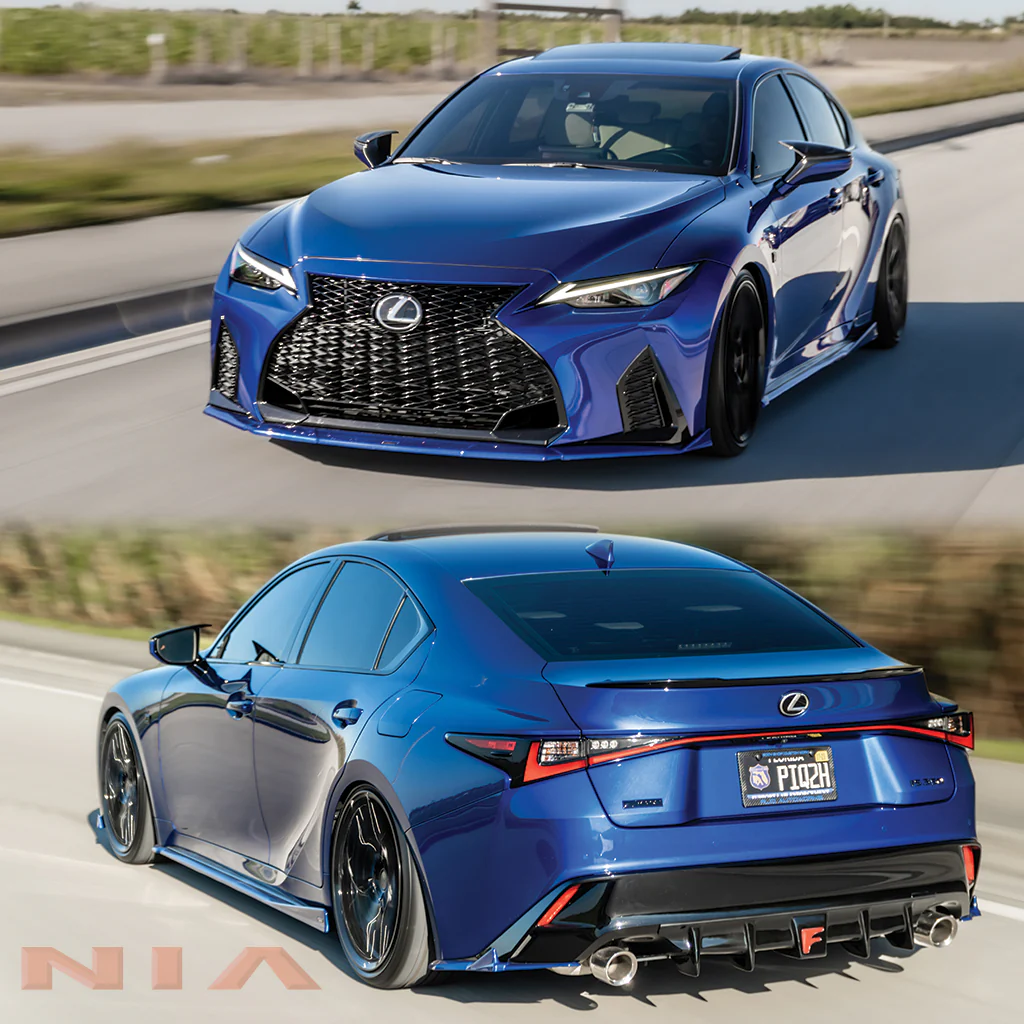 Lexus IS F-Sport NIA Full lip Body Kit 6pcs (Front Splitter, Side Skirt Rockers, Rear apron spats, Diffuser Bumper Extension) 2021-2025 in ABS or Carbon Fiber - Image 20