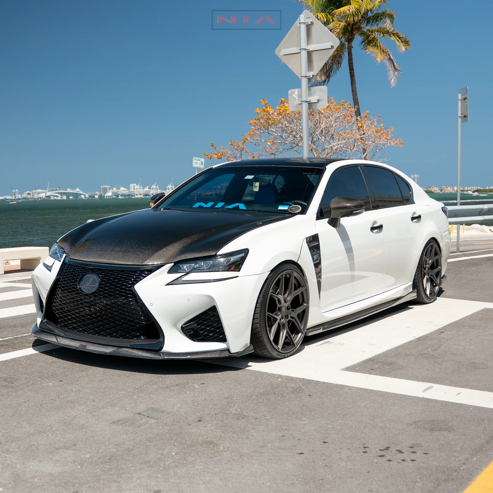 Lexus GS-F NIA Full lip Body Kit 5pcs (Front Splitter, Side Skirt Rockers, Rear apron spats) 2016-2020in ABS or Carbon Fiber - Image 14